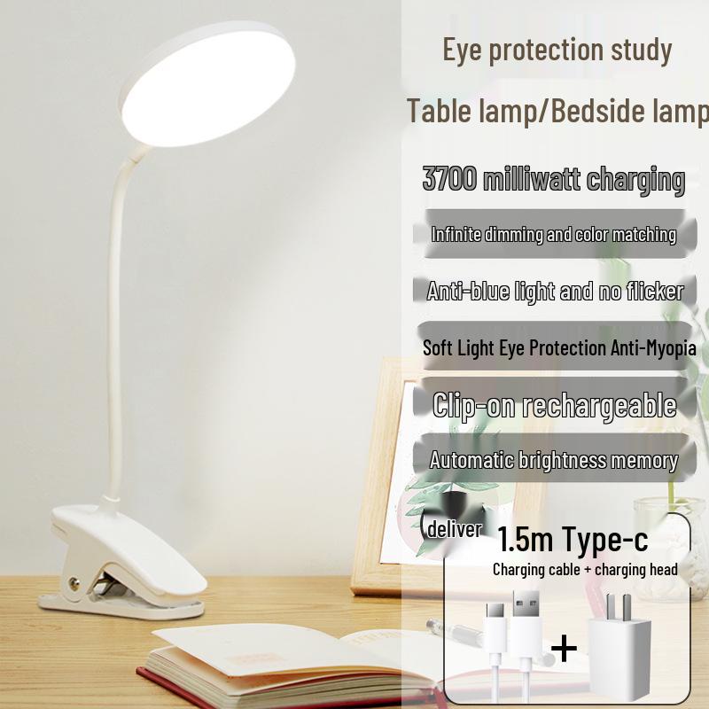 Clip-On Eye Protection Desk Lamp for Dorms and Student Bedrooms - Ideal for Reading and Anti-Myopia