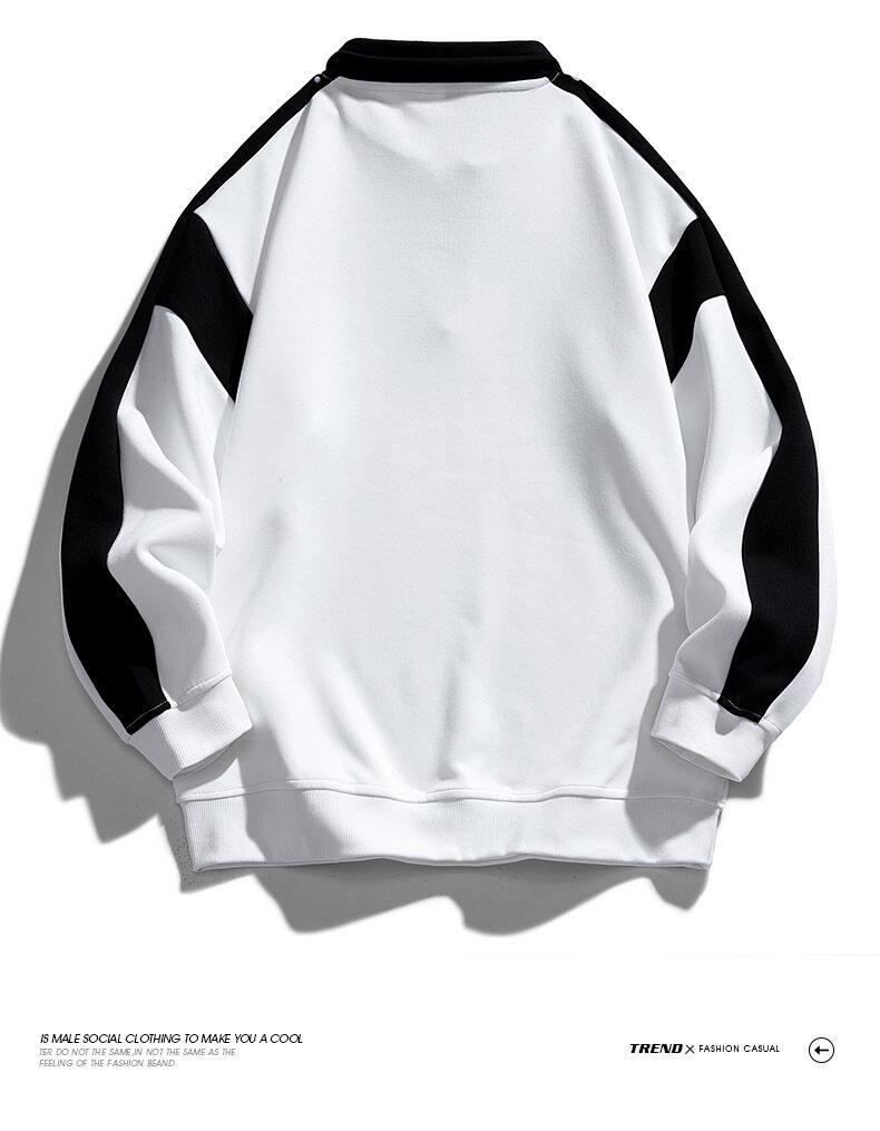 Men's Retro Color Block Lapel Zipper Hoodie - Spring/Autumn Casual Sportswear 2025