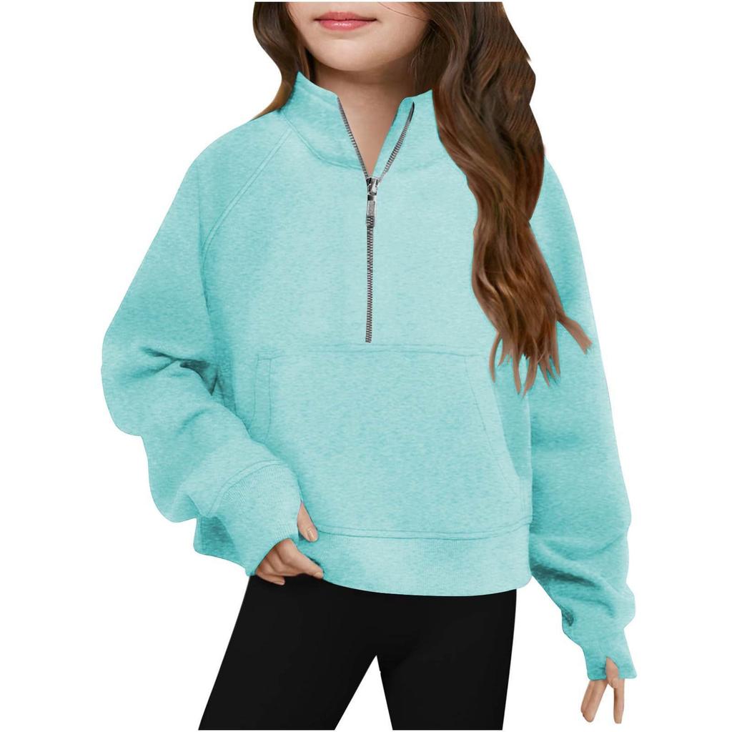 Children's Fashionable Sports Stand-up Collar Half-Zip Sweatshirt Long Sleeve Loose-fitting Top