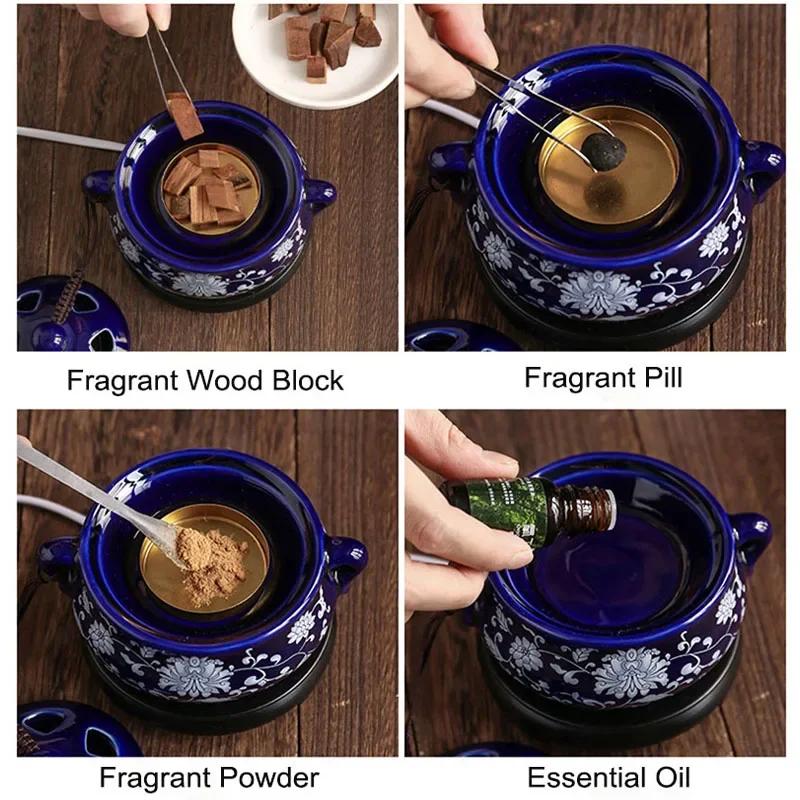 Bruciatore di incenso a olio essenziale con timer 110V/220V, temperatura elettrica, bruciatori di incenso OUDH, aromaterapia per la decorazione della casa