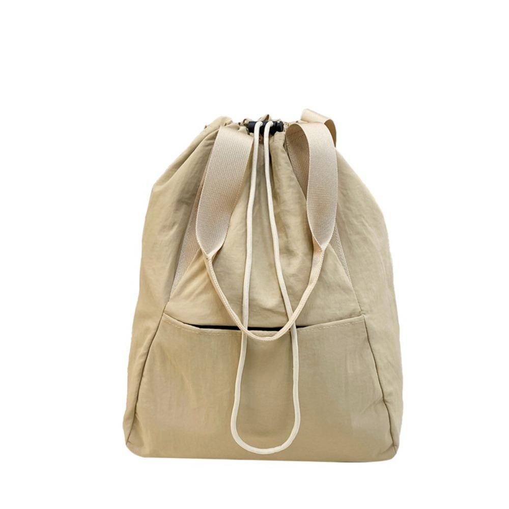 Large Capacity Drawstring Shoulder Bag with Handle Sports Knapsack Nylon Backpack  School