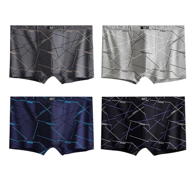 Hengyuanxiang Men's 95% Cotton Printed Boxer Briefs