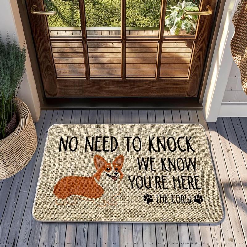 Funny Dog Breed Doormats No Need To Knock Design French Bulldog Pug Boston Terrier for Pet Lovers Home Entry