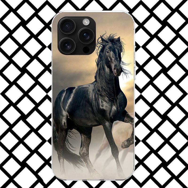 Animal Black Horse Phone Case for iPhone 17 Air 16 16E 15 14 Plus 13 Mini 12 11 Pro Max 7 8 + SE 2020 Soft Cover Fundas 17 Air 1