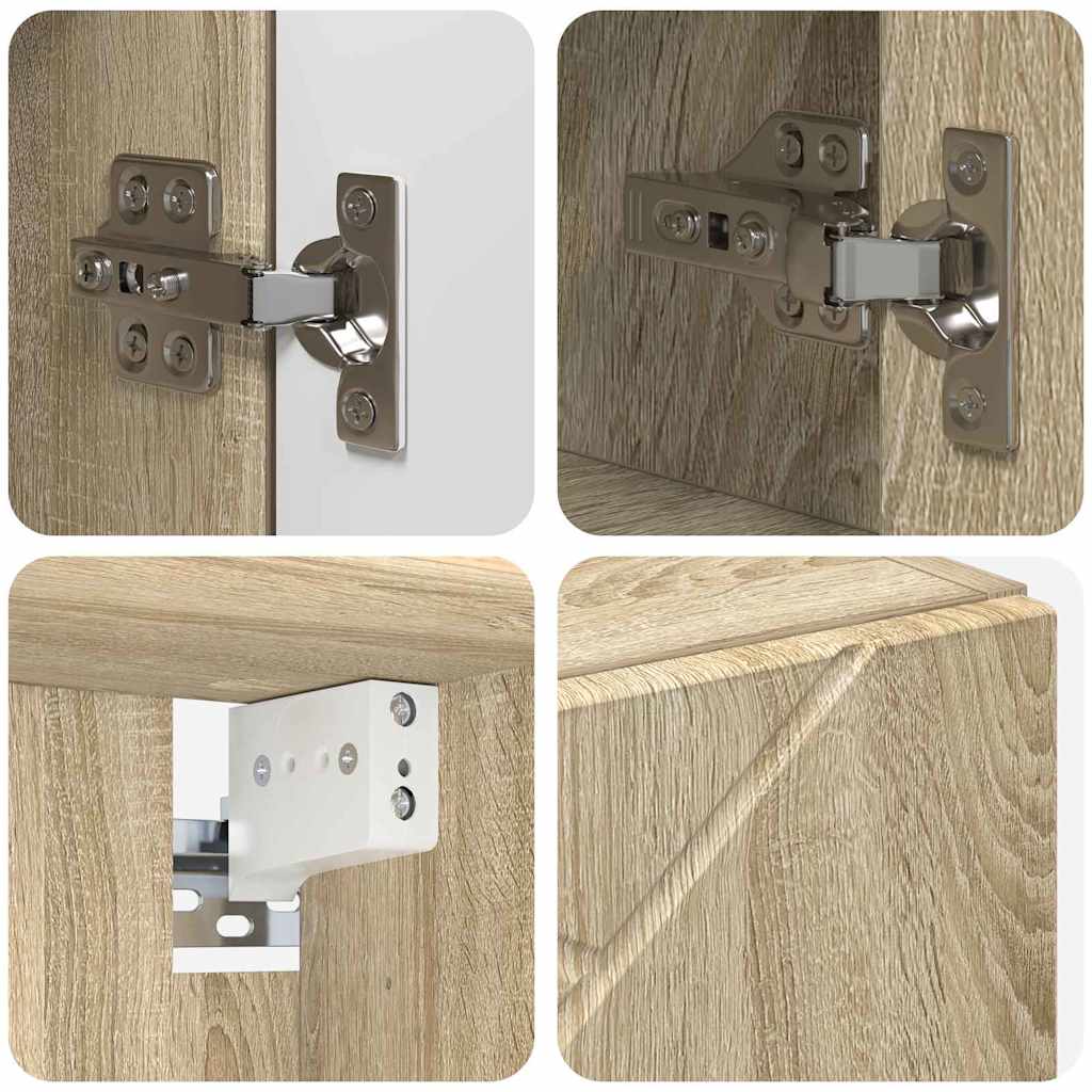 Mirror Cabinet Sonoma Oak 80 X 17 X 55 Cm Engineered Wood