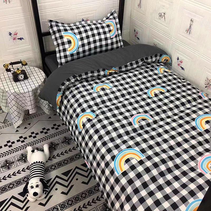 Nordic Simple Bed Three-piece Quilt Cover Bed Sheet Pillowcase Home Bedding Set Cool Style