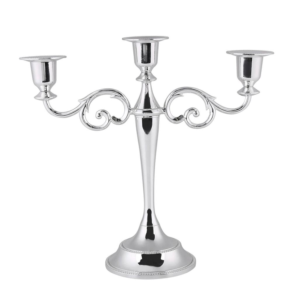 3 Arms Metal Candle Holder European   Candelabra Wedding Candlestick Home Decor (Gold)