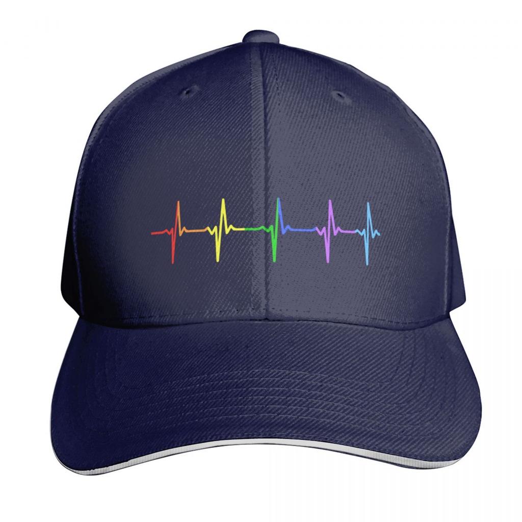 Regenbogen Puls Herzschlag LGBT Baseballkappe Trucker-Hut Neuer Hut Luxusmarke Schiffermütze für Unisex Unisex Damen