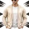 Men's Shawl Collar Cardigan Sweater Casual Knit Long Sleeve Lightweight Outerwear for Spring and Fall
