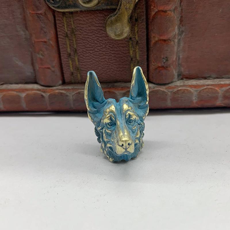 Brass Shepherd Head Keychain Pendant Designer Handmade Metal DIY Paracord Accessories for Fashion Outdoor Bag Charm