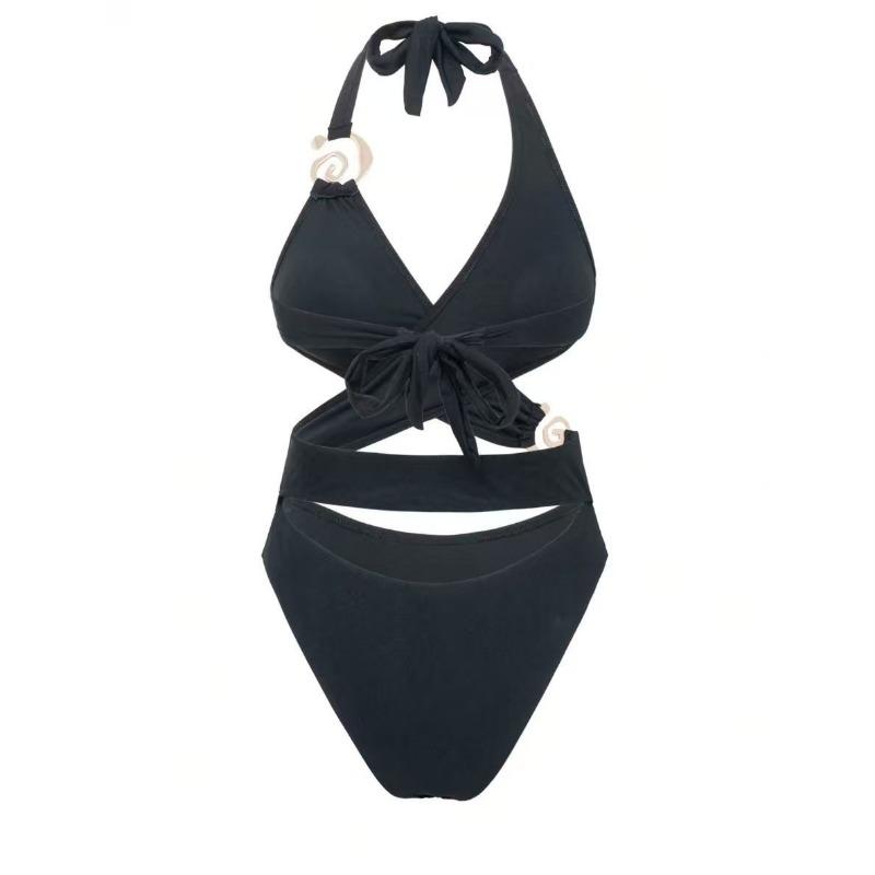 Women S High Waist Tied Hollow Out One Piece Bikini Swimsuit