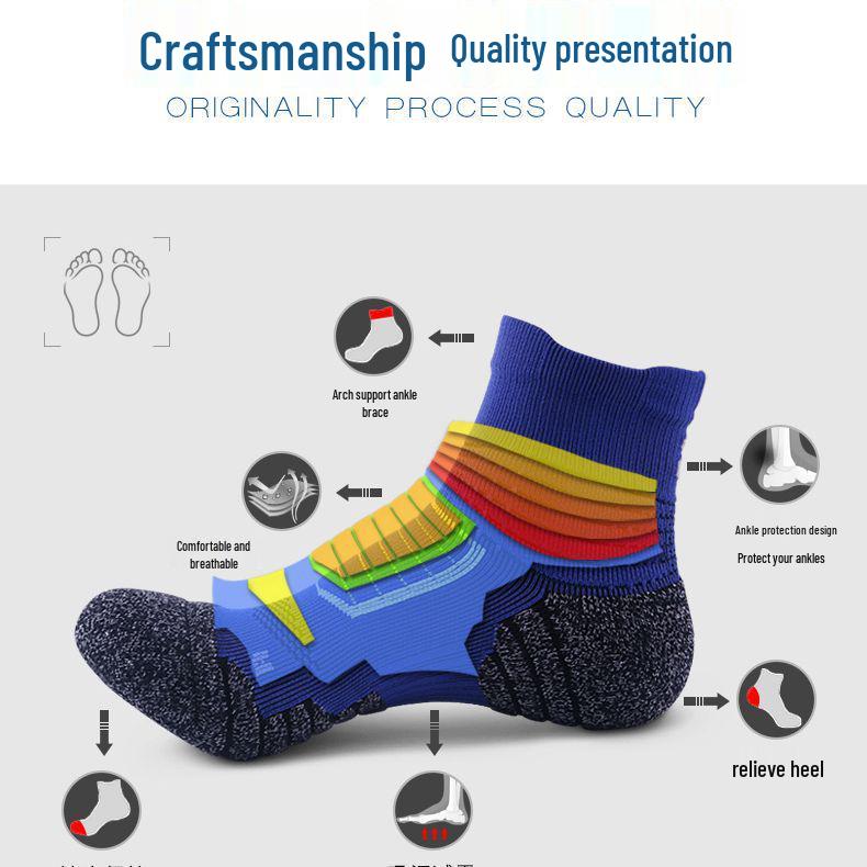 Men's Elite Mid-Calf Basketball Socks: Thick Terry, Sweat-Absorbent, Breathable, Anti-Slip