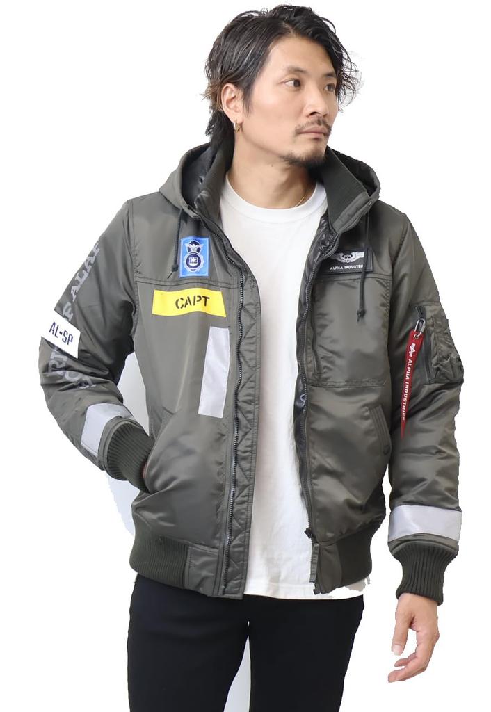 Alpha Industries Patched Hooded Rib Men's Jacket, TA1674, RP.GRAY