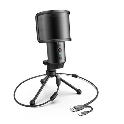 FIFINE USB Condenser Computer PlayStation with Earphone Output Branch Cable with Pop YouTube Skype Discord Zoom Game Voice Live Working from Web PC