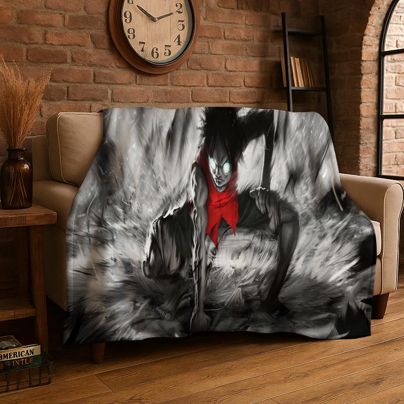 Anime Zoro One P-Piece Cartoon Flannel Blanket Soft Warm Throw Blanket for Bedroom Living Room Bed Travel Camping Picnic Kid