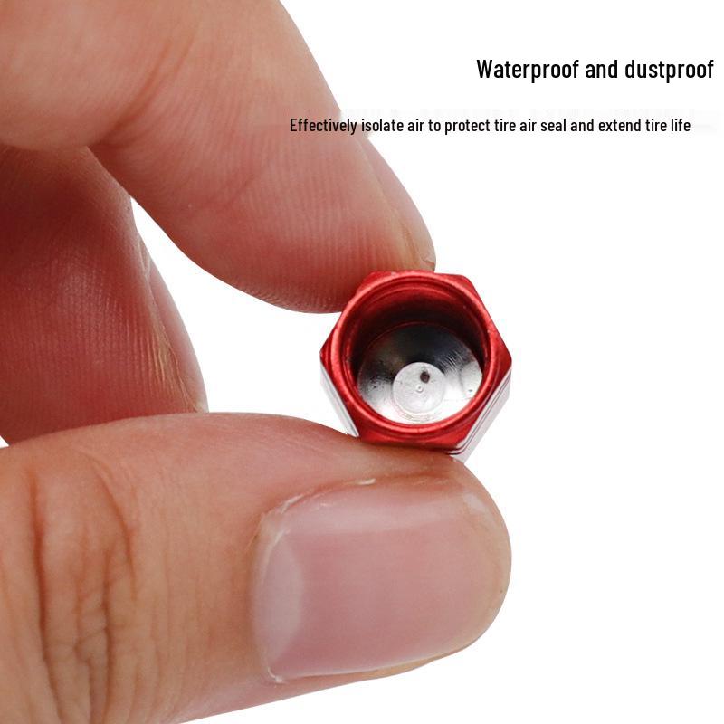 Hexagonal Dustproof, Waterproof, Leak-Proof Colored Car Valve Cap - Aluminum Alloy, Personalized Decoration.