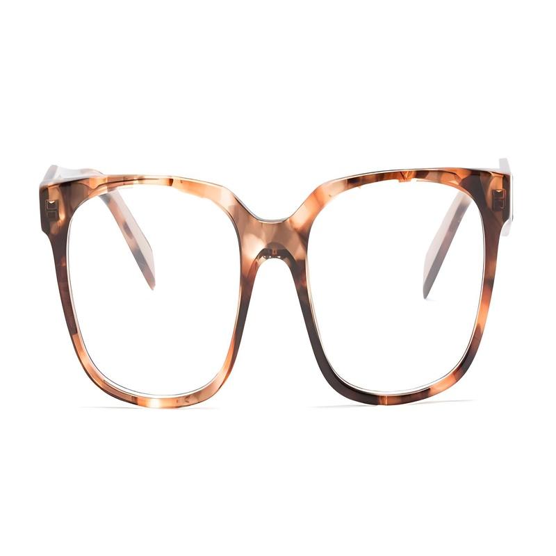 Prada Side Letter Temples Acetate Irregular Optical Frame Women's Brown Brown 54