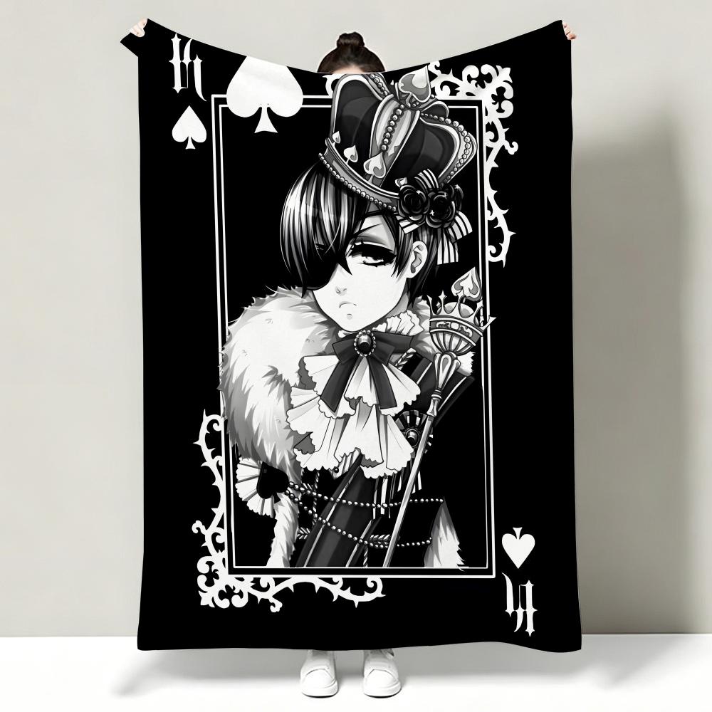 Coperta Plaid Morbida Calda in Flanella Anime B-Black B-Butler S-Square E-Enix, Multiuso per Divano Letto Ufficio Riposo