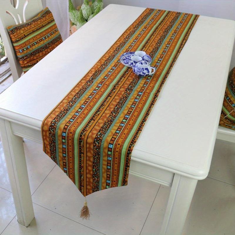 

1PC Classic Exotic Table Runner Flag Cotton Linen Tablecloth for Living Room Home Wedding Decor. Gold