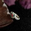 Retro Pure Silver S925 Enamel Lucky Lock Adjustable Ring