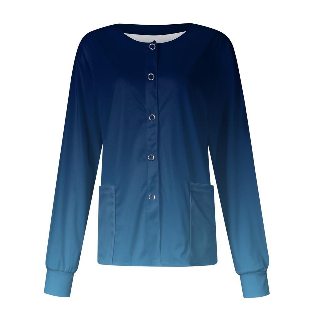 Dámská kapsa s dlouhým rukávem Pracovní stojáček Gradient Jednořadá ochranná kombinéza Cardigan Bunda Top