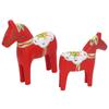 2PCS Hand Painted Dala Horse Decor Wooden Dalecarlian Horse Statue  Living Room Decor
