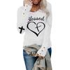 Tshirts For Women Long Sleeve,Round Sleeve Vertical Cross Casual Graphic Shirt,