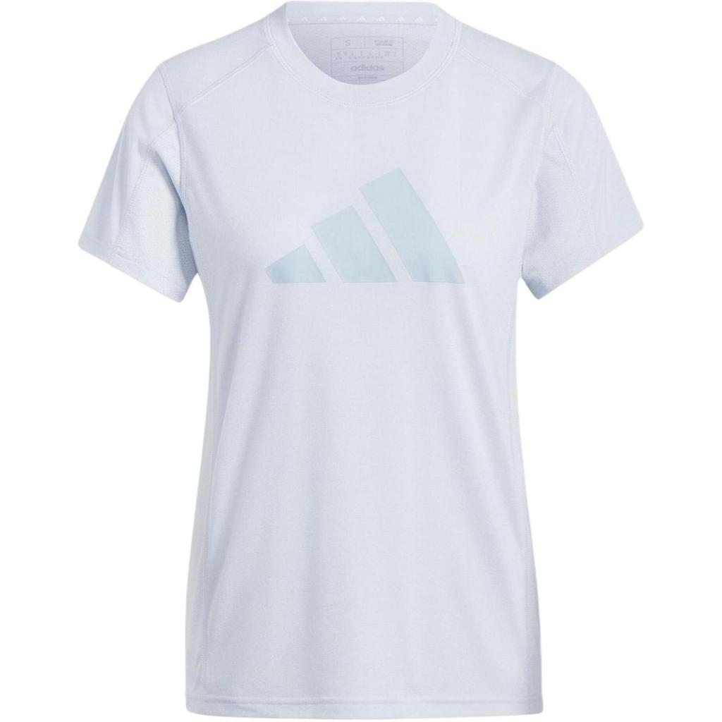 Adidas Essential Large Logo Print Round Neck Sports Short Sleeve T-Shirt Women T-Shirts Light-Gray-Blue IT0548