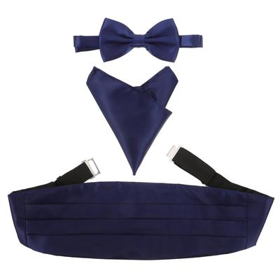 [ABOOFAN] Cummerbund, Bow Tie, Pocket Square 3-Piece Set - Tuxedo, Formal Suit, Men's Tailcoat, Wedding, Party, Adjustable Size (Royal Blue)