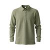 Men's Solid Color Lapel Long Sleeve Polo Shirt Loose Casual Business.