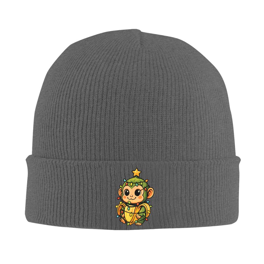Adult Unisex Italian Brainrot Christmas Tree Chimpanzini Bananini Banana Beanie Hats Vintage Knit Hat Autumn Winter Hippie Caps