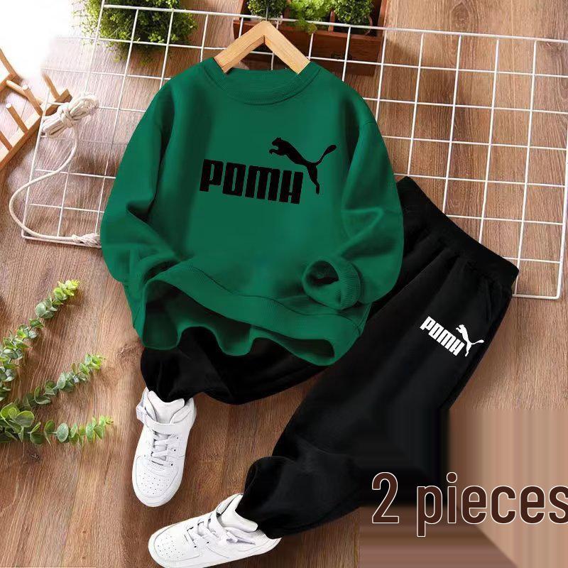 

Boys 2025 Autumn Trendy Sweatshirt Set - Stylish Streetwear for Big Kids 120cm зелёный