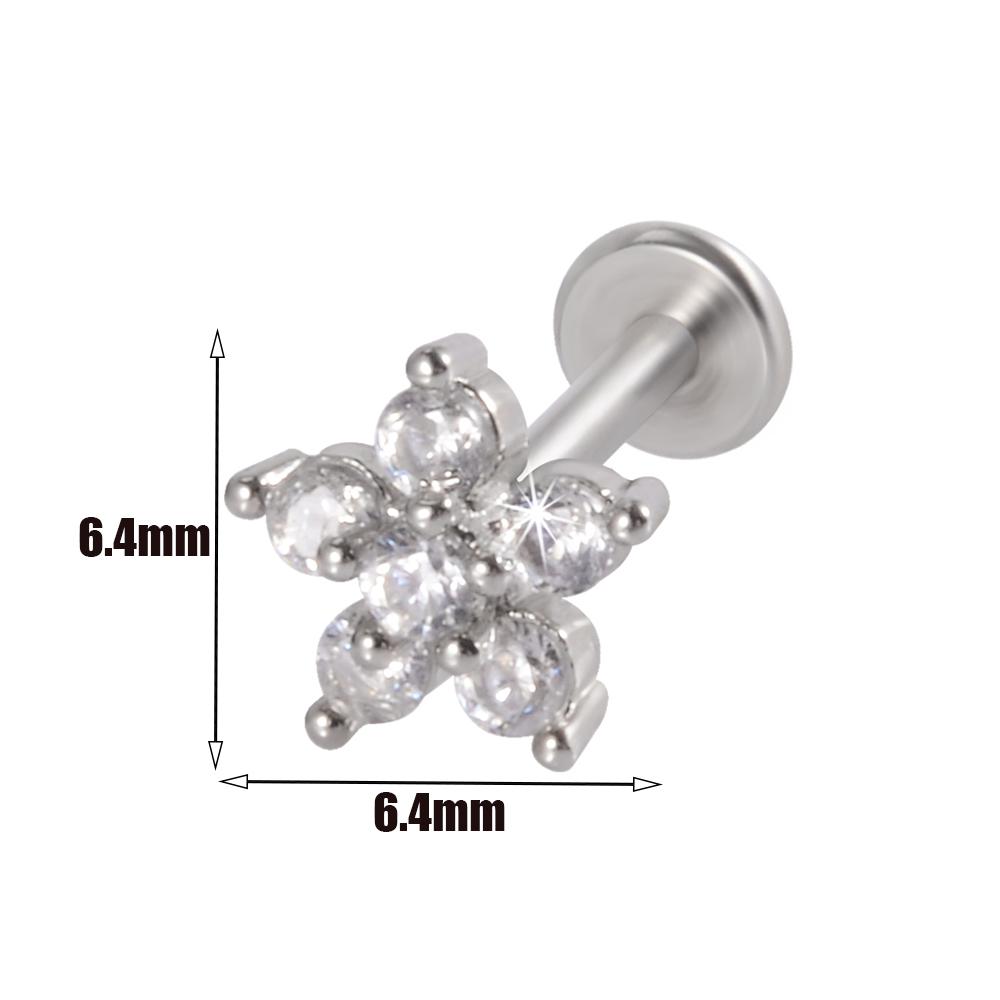 1pcs Surgical Steel Zircon Ear Stud Labret Stud Lip Ring Cartilage Helix Lobe Conch Piercing Moon Earrings Body Piercing Jewelry