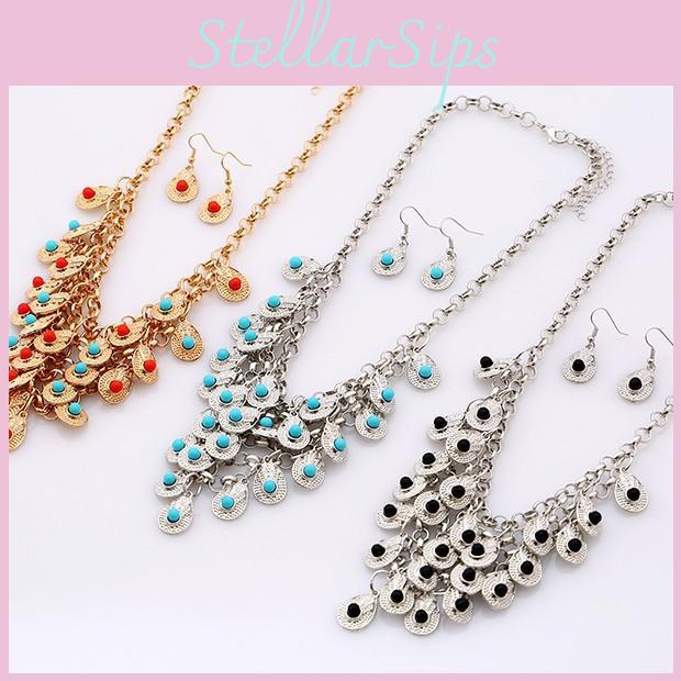 Ethnic Style Multi Layer Design Simulation Gemstone Decoration Women Necklace For Daily Use