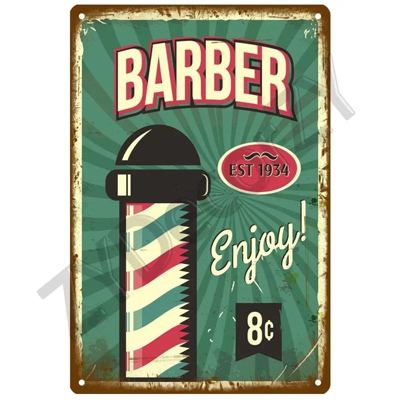 Vintage Barber Shop Tin Sign  Retro Metal Wall Plaque for Living Room Home Decor Posters Art Decoration Aesthetic Mural