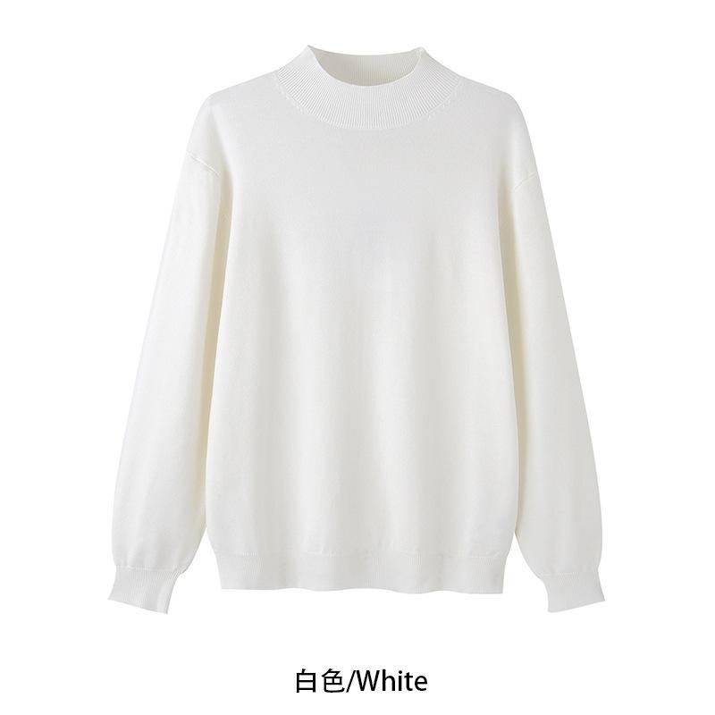 Autumn Winter Long Sleeve Inner Wear High End Mock Neck Sweater Men Korean Style Loose Casual Solid Color Knit Base Layer