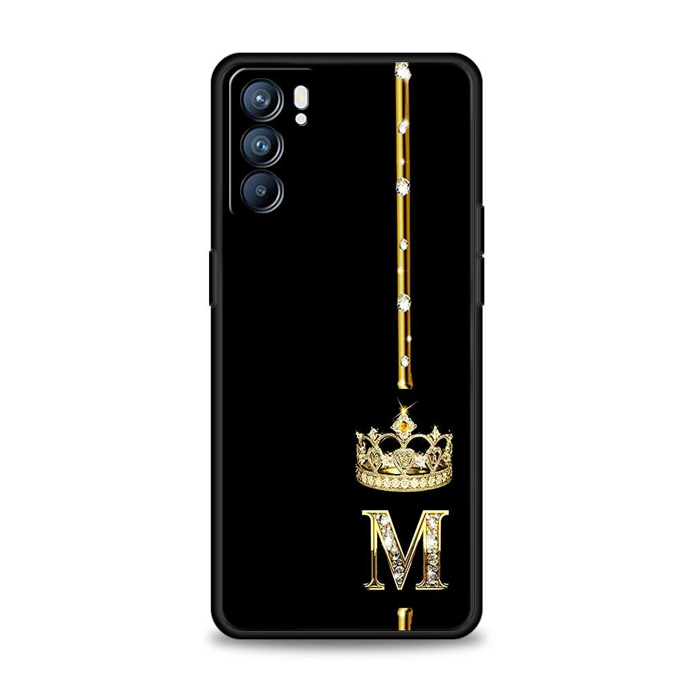 Case For Oppo Find X6 Pro X5 A54 A53 A52 A9 A15 A95 A17 A16 A76 A74 A57 A31 Reno8 Reno7 Reno6 Pro 5G Cover Crown Letter Letters