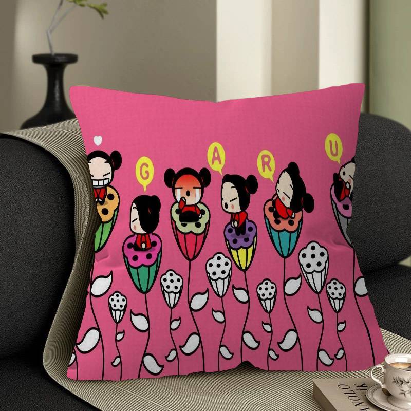 Cute Cartoon Pucca Garu Pillow Anime Pillow Sofa Bed Head Pillow Cover Cushion Cover 45x45 cm Fashion