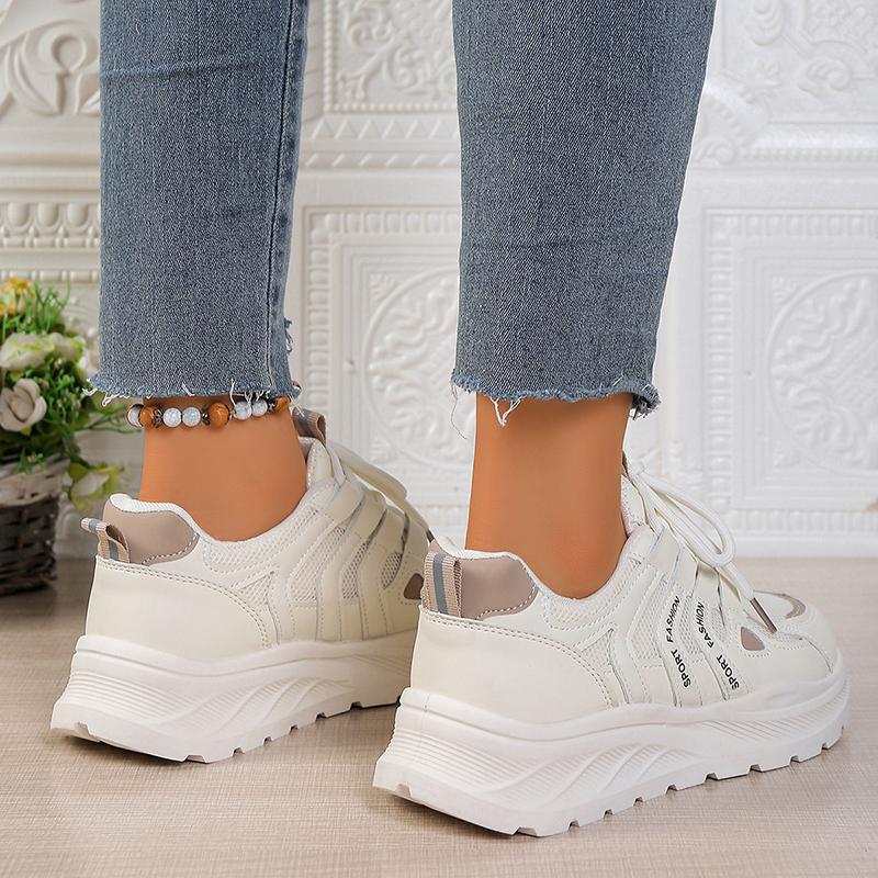 Non Slip Breathable Sports Shoes for Women 2026 Autumn Fashion Platform Sneakers Woman Lace Up Thick Sole Mesh Vulcanized Shoes