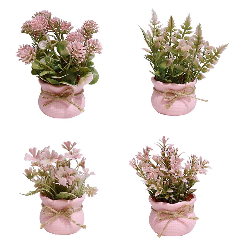 1/4 Stück Simulierte Topfpflanzen Niedliches Phalaenopsis-Design Bürodekor Rosa Thema Geschenk Mini Party 13cm