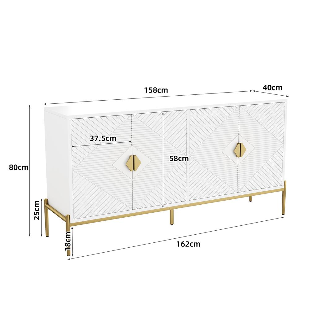 Modern Sideboards, Cabinets, Storage Cabinets, Chest of Drawers, suitable for Living Room/Dining Room/Entrance, 162 x 40 x 80cm (W/H/D)