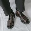 Men Motorcycle Casual Black Outdoor Retro Brown Leather Elevator Shoes High Boots Street Style Punk Boots Large Size