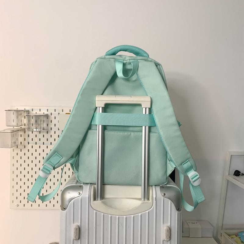 Solid Color Middle School Student Schoolbag Girls Cute Large Capacity Backpack Women Travel Backpack