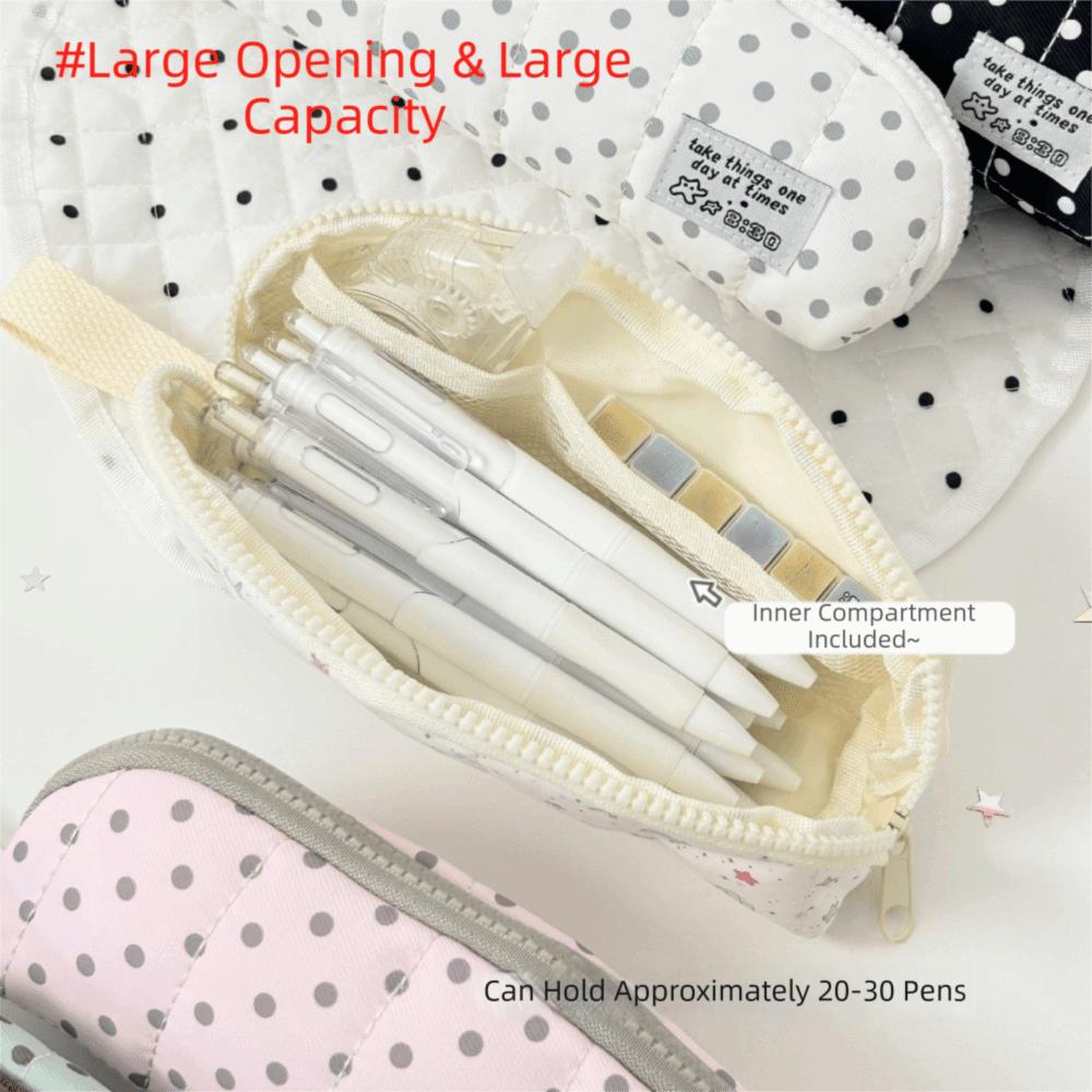 Y2k Pen Bag Cloth Pencil Pouch Makeup Cosmetic Storage Polka Dot Pencil Case  Kids Children