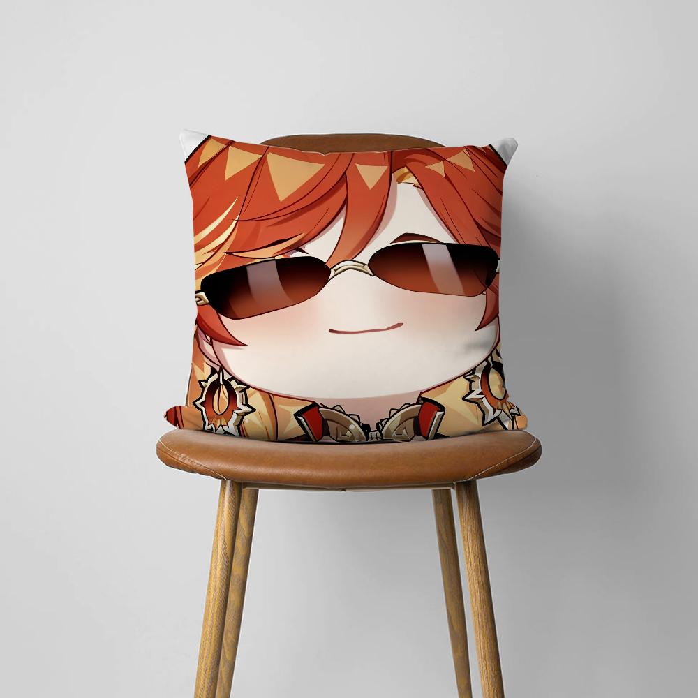 Genshin Impact Cute Q Version Mavuika For Bedroom Car Coffee Shop Room Soft and Living Room Sofa Decorative Pillow Cover Case