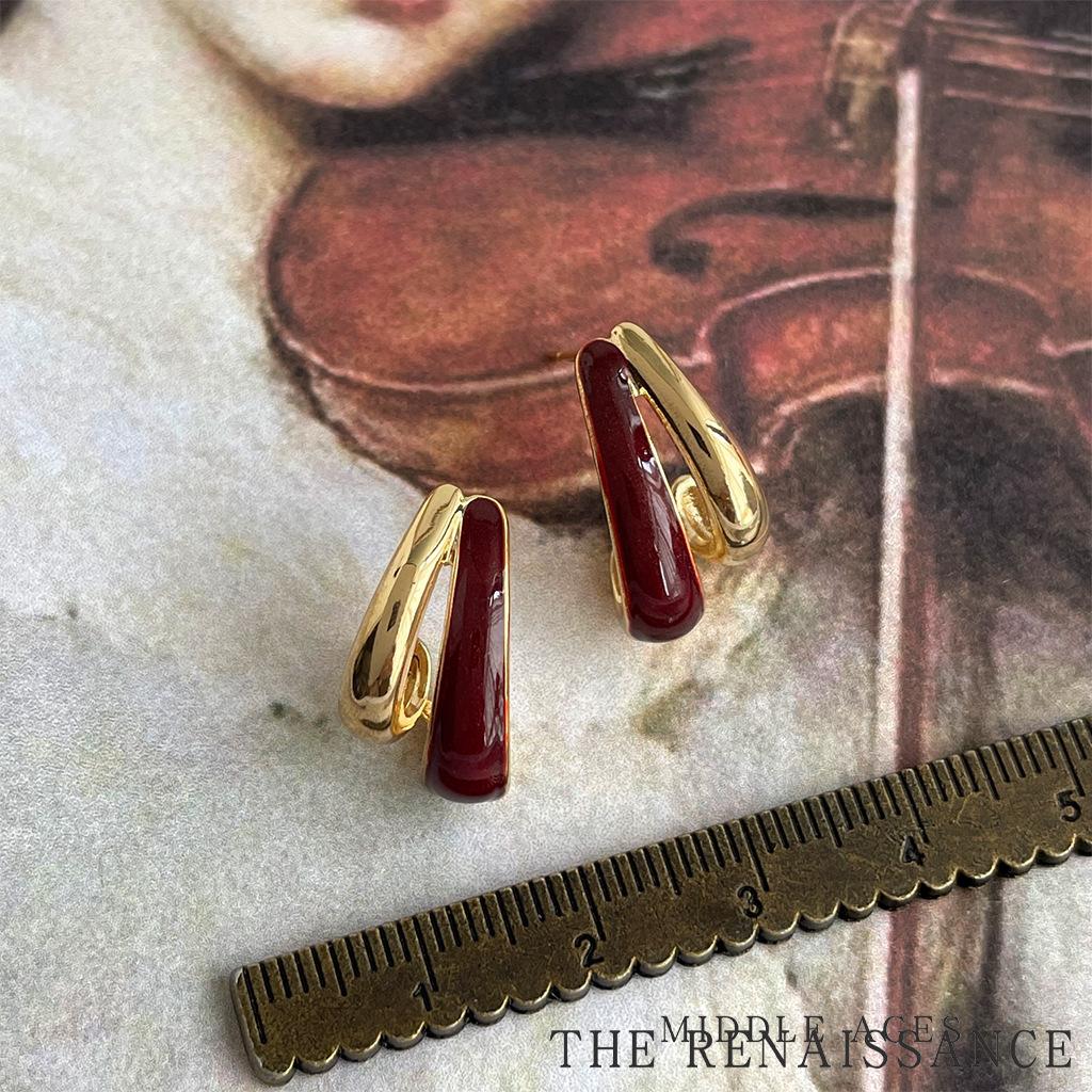 Ангола красные геометрические линейные гвоздики серьги дизайнерский смысл литературные серьги серьги