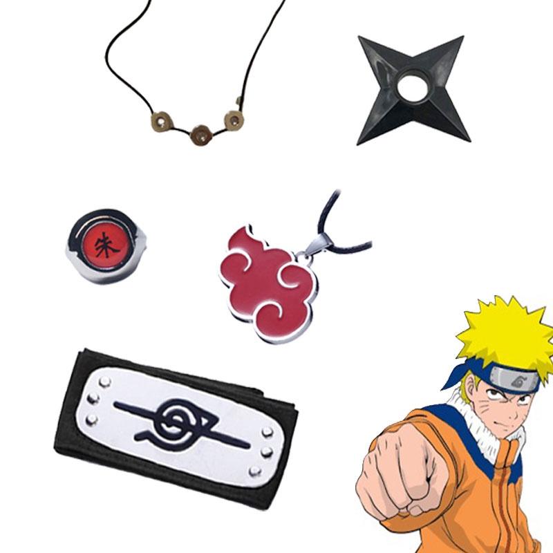 Naruto-inspiriertes Ring- und Halskettenset aus ABS-Kunststoff, Geschenk für Anime-Fans, Charaktere)