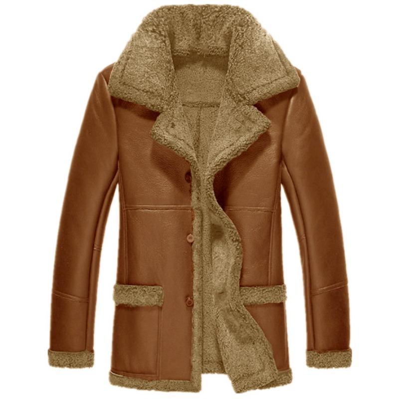 Winter Fur Integrated Thickened Coat Imitation Leather Velvet Men's Coat Outdoor Jacket