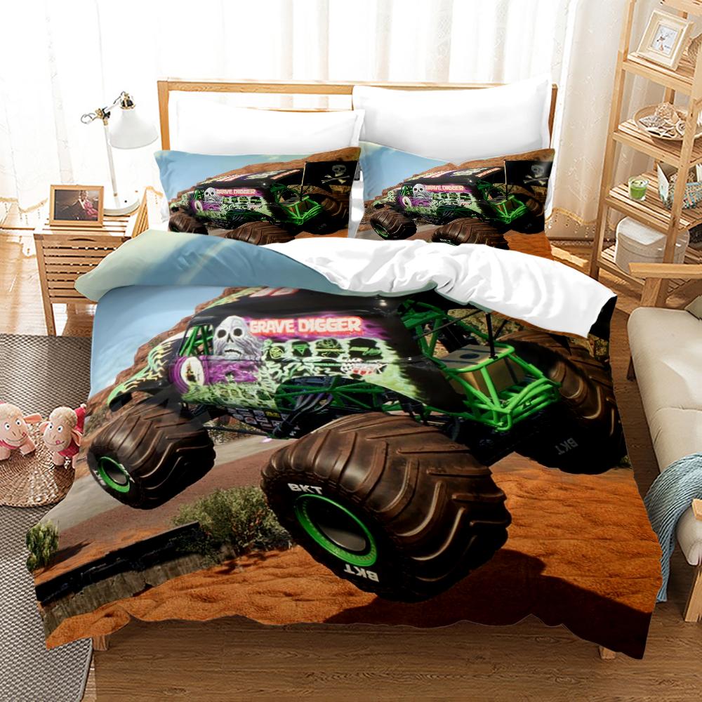 Monster Jam Bedding Set Single Twin Full Queen King Size Monster Jam F1 Bed Set Aldult Kid Bedroom Duvetcover Sets 3D Anime 022