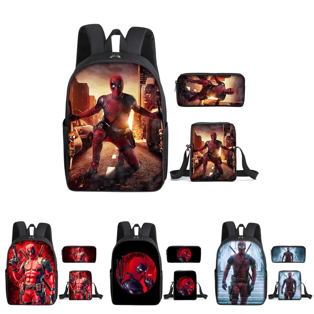 Všestranná sada tašek Deadpool do školy Obsahující prostorný batoh Tašku přes rameno A Pouzdro na tužky Pro Mladé Dobrodruhy